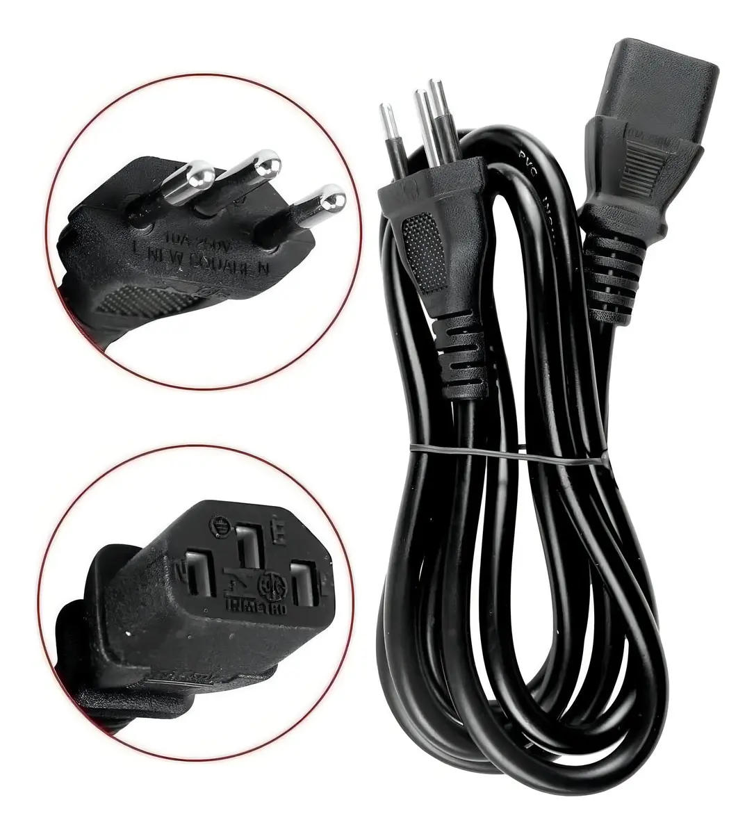 Cabo de Força Hardline Tripolar Panela Pressão Elétrica Arroz Fio Fonte Monitor Pc Energia Tomada - Marca Hardline - Imagem 3