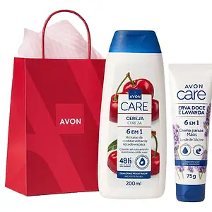 Kit Avon Hidratante Cereja 200ml+ Luva De Silicone 75g