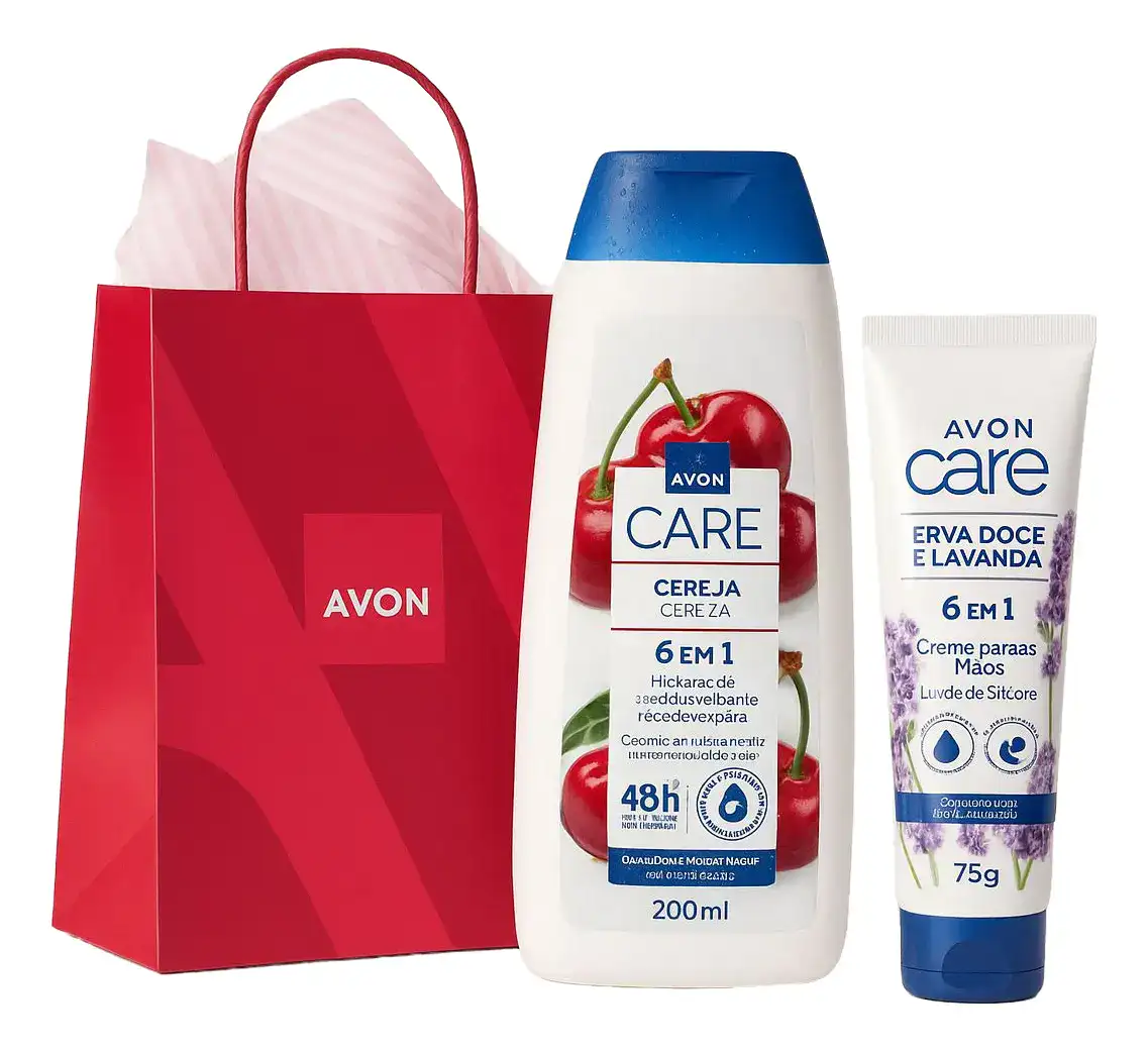 Kit Avon Hidratante Cereja 200ml+ Luva De Silicone 75g