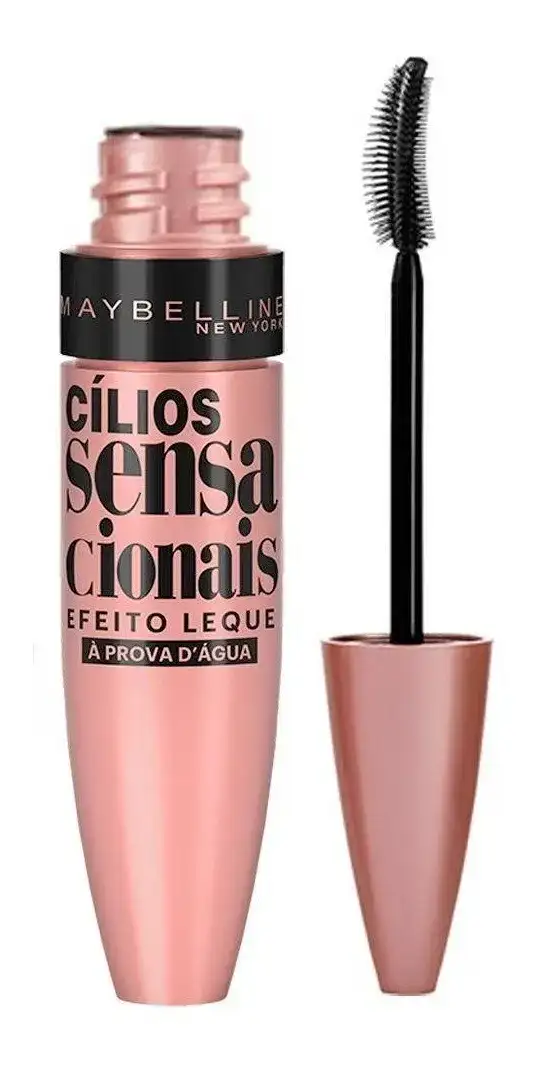 Máscara de Cílios À Prova d'Água, Efeito Leque Volume e Definição Longa Duração, Não Empelota e Não Forma Grumos, Cor Preto Intenso, Cílios Sensacionais Maybelline NY 9,5ml - Imagem 5