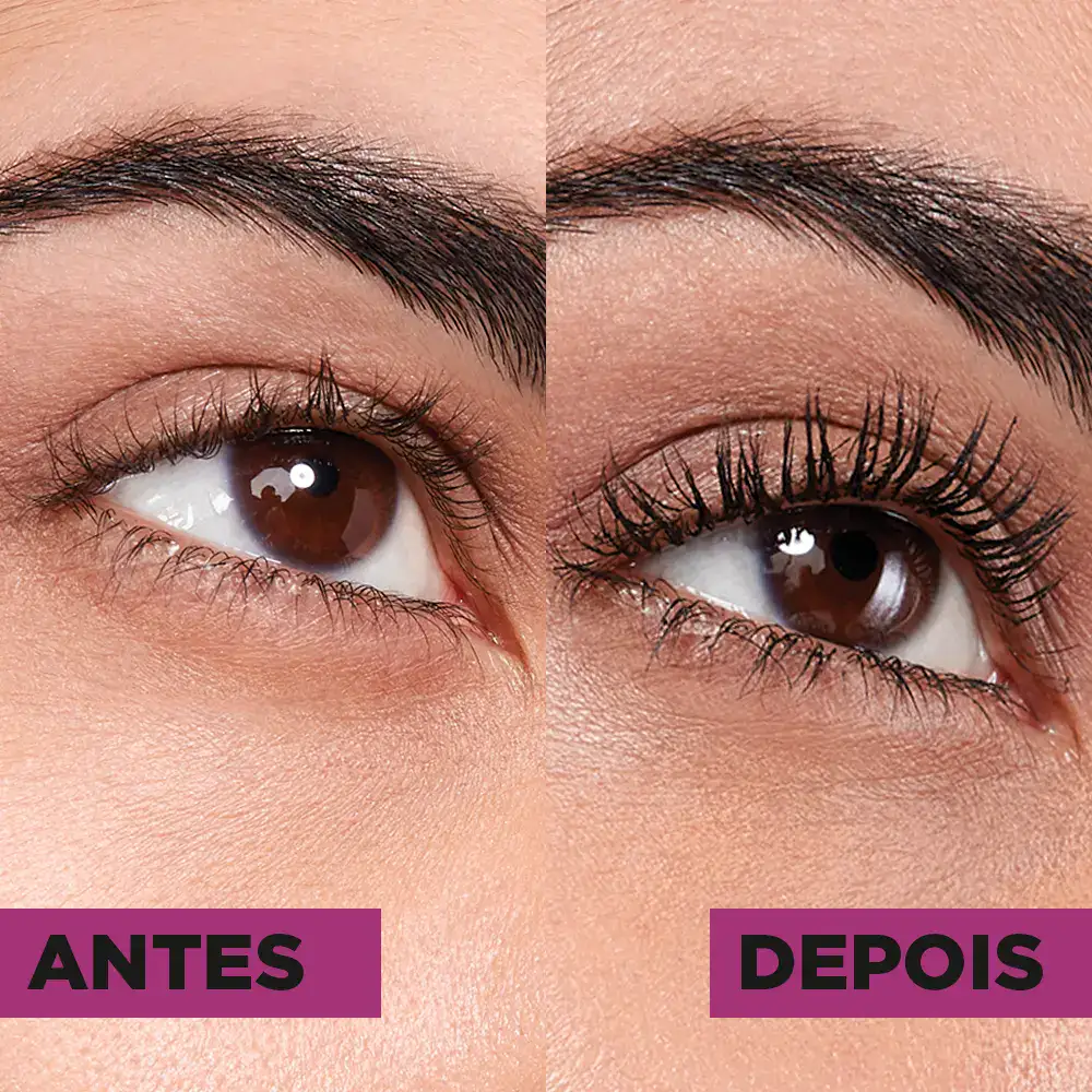 Máscara de Cílios À Prova d'Água, Efeito Leque Volume e Definição Longa Duração, Não Empelota e Não Forma Grumos, Cor Preto Intenso, Cílios Sensacionais Maybelline NY 9,5ml