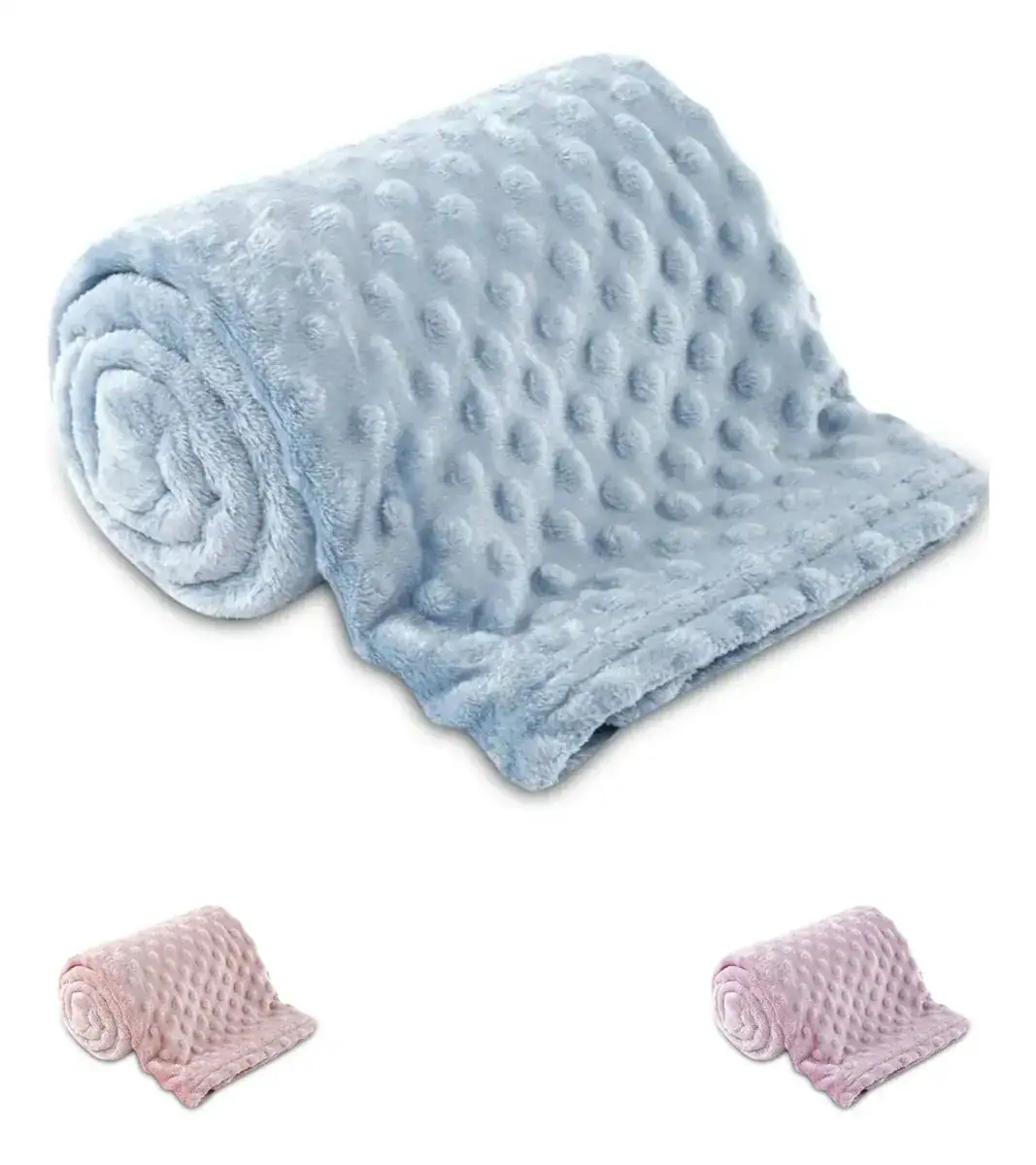 Cobertor Pipoquinha Para Bebê Manta Fleece Microfibra Toque Macio Antialérgico Recém-Nascido Menino Menina Coberta Berço Carrinho Conforto Popcorn Azul - 90x110cm - 100% Poliéster - Renova Enxovais - Imagem 5