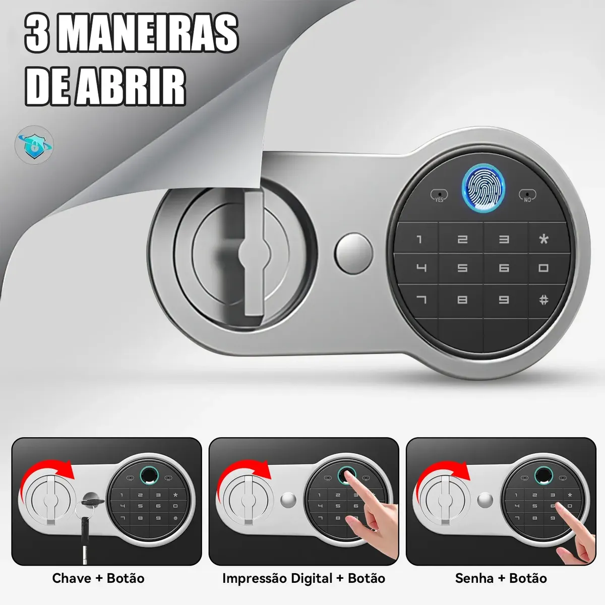3 Em 1 Cofre Eletrônico Digital Biométrico Senha Ou Chave - Imagem 5