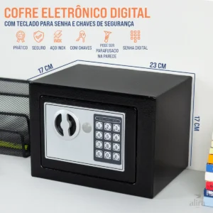 Cofre Digital Eletrônico Senha E Chave Alira Mr-bx-002 Preto