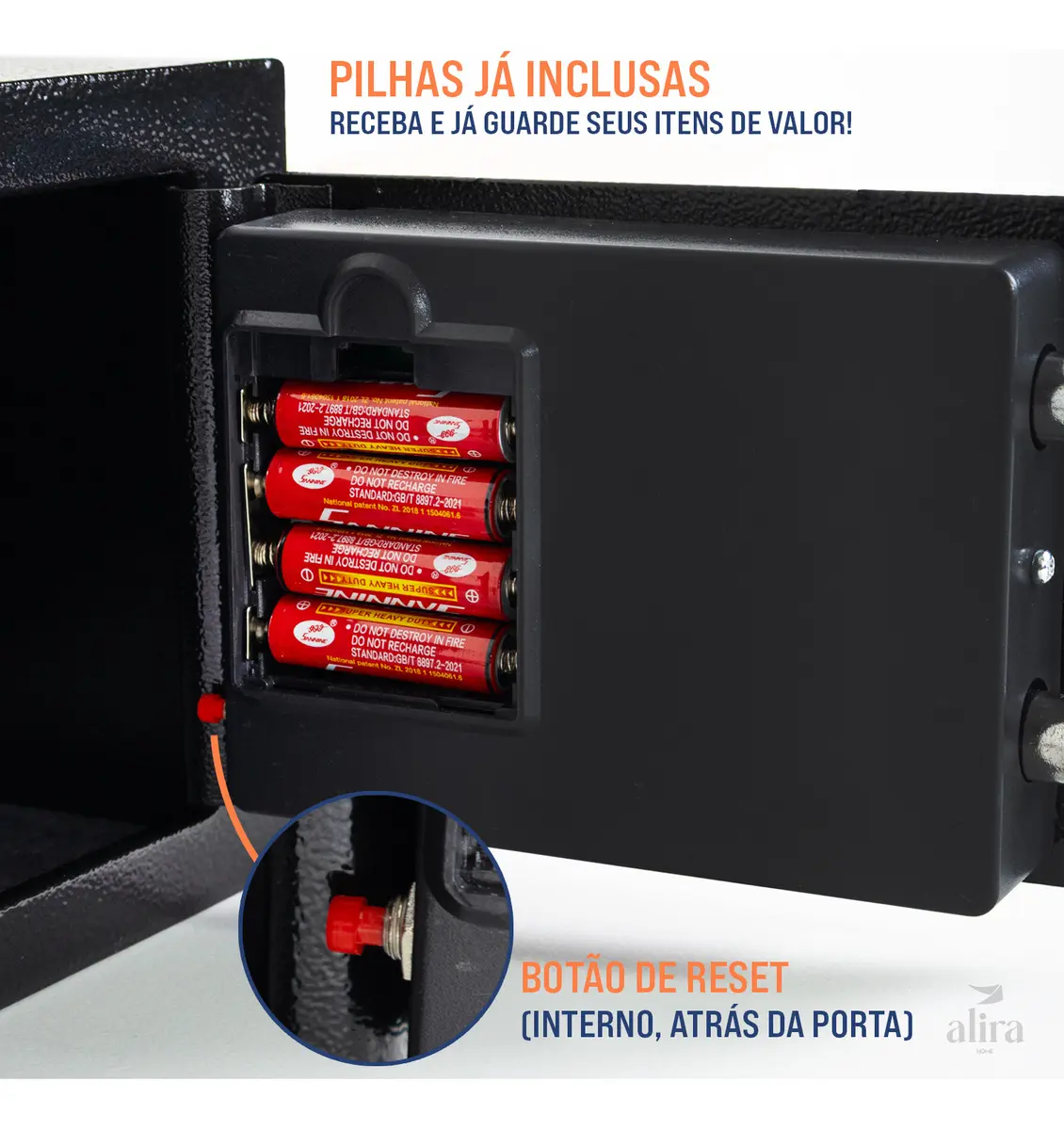 Cofre Digital Eletrônico Senha E Chave Alira Mr-bx-002 Preto - Imagem 6