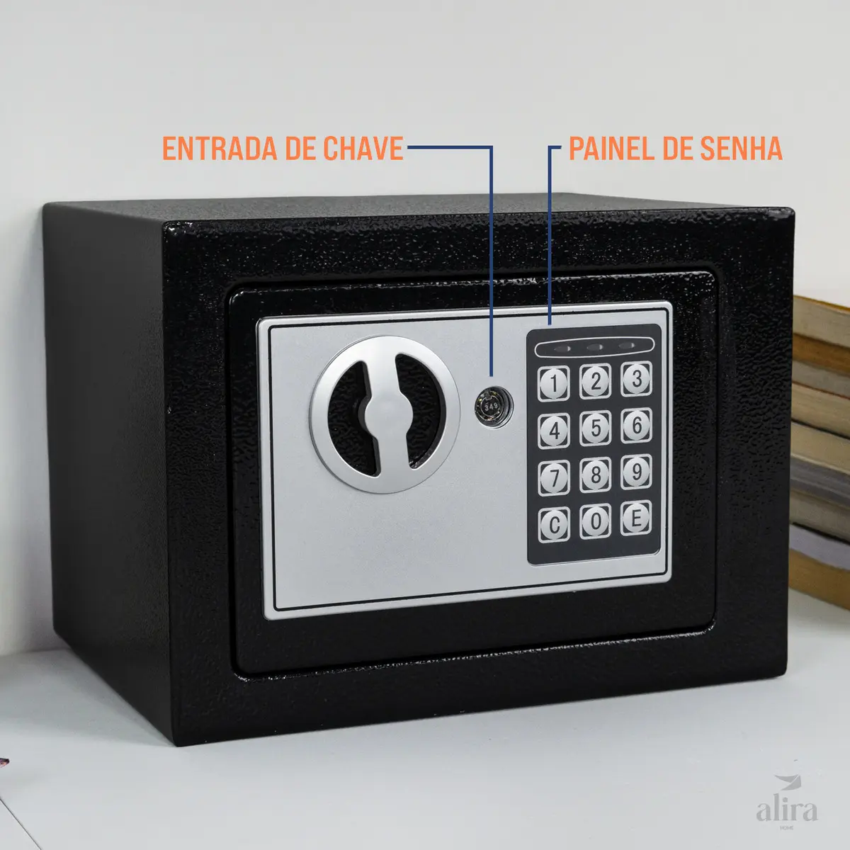 Cofre Digital Eletrônico Senha E Chave Alira Mr-bx-002 Preto - Imagem 5