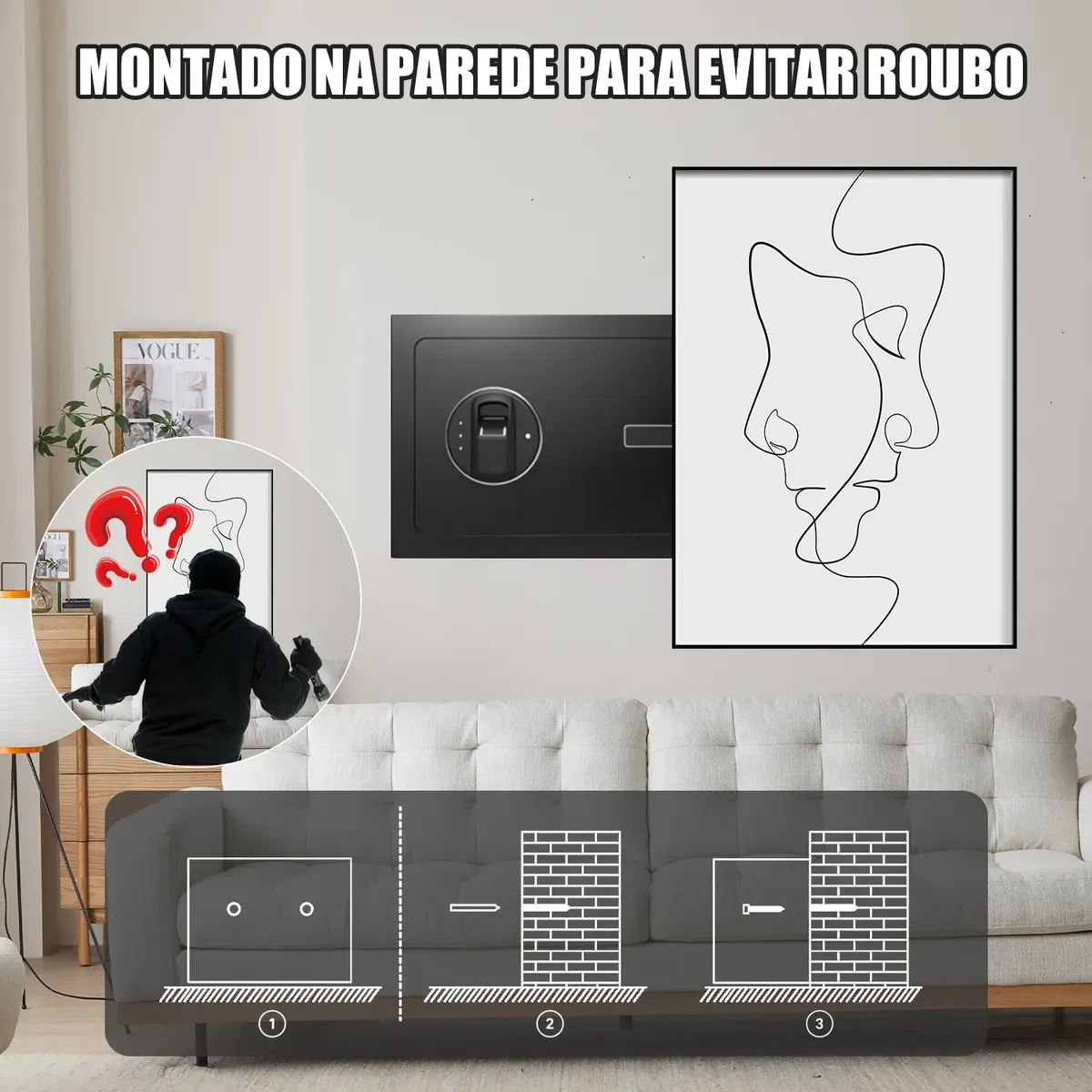 Cofre Eletrônico Digital Biométrico Grande Com Porta Usb - Imagem 4