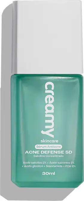 Creamy Skincare Sérum Antiacne Acne Defense 5d 30ml | Salicílico Concentrado, 5 Defesas Contra A Acne, Trata De Pele Acneica, Controla A Oleosidade, Diminui Brilho Excessivo | Uso Noturno E Diurno - Imagem 5