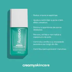 Creamy Skincare Sérum Antiacne Acne Defense 5d 30ml | Salicílico Concentrado, 5 Defesas Contra A Acne, Trata De Pele Acneica, Controla A Oleosidade, Diminui Brilho Excessivo | Uso Noturno E Diurno