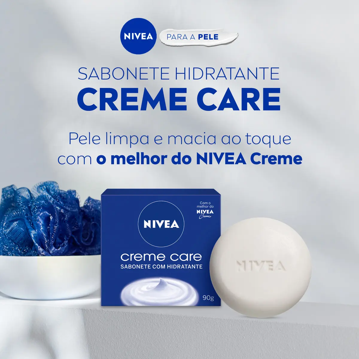 NIVEA Sabonete em Barra Creme Care 90g, Limpeza Suave, Banho, Hidrata e Protege, Uso Diário, Todas as Peles - Imagem 6
