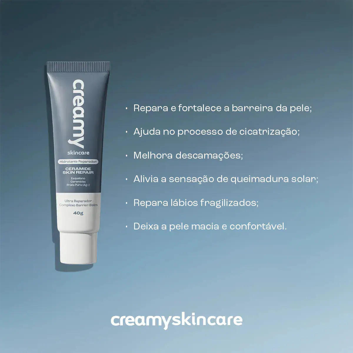 Creamy Skincare Ceramide Skin Repair 40g | Contém Ceramidas, Melhora A Pele Fragilizada, Hidratação Profunda E Intensa, Controla Pele Ressecada | Todos Os Tipos De Pele, Diurno E Noturno - Imagem 4