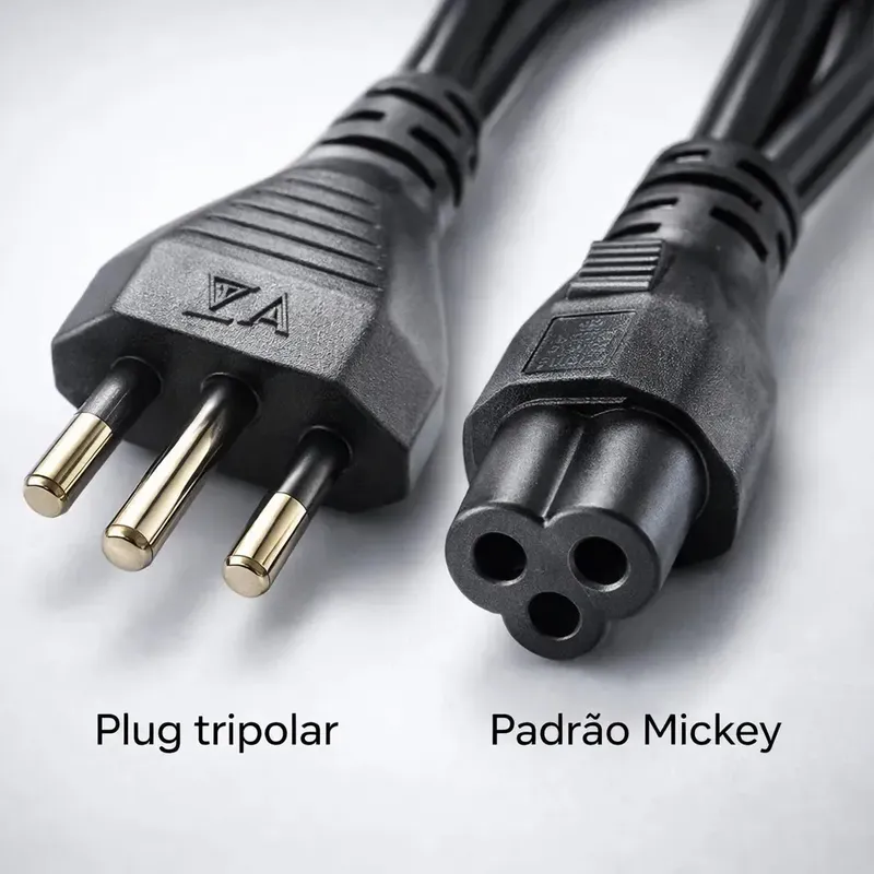 Cabo de Força Padrão Mickey de 10 A para Fonte de Notebook Dell, Samsung e Mais