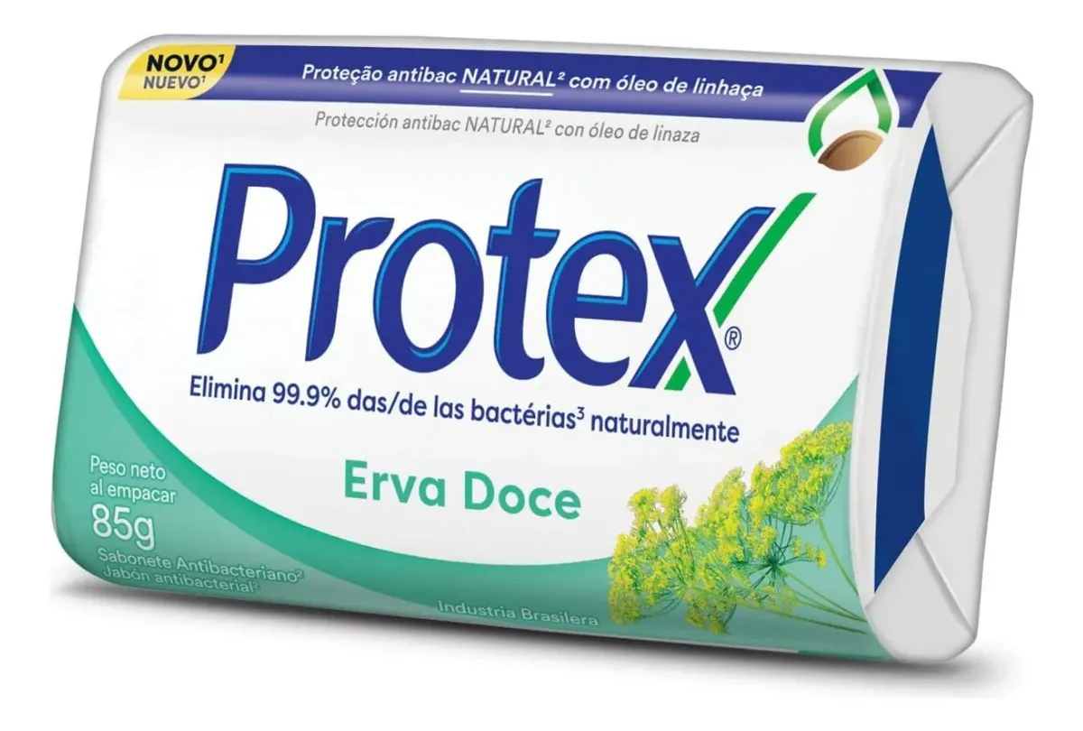 Kit C/12 Un Sabonete Barra Antibac Protex Erva Doce 85g