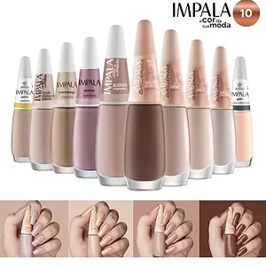 Kit 10 Esmaltes Impala Nude Cruelty-Free Secado Rápido