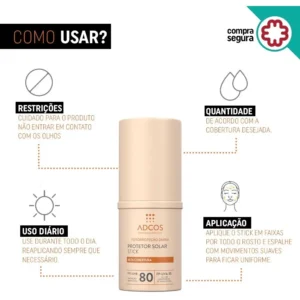 Protetor Solar Adcos Tonalizante Base Stick Fps80 17g Cores