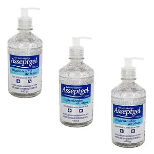 Gel Antisséptico Higienizador De Mãos 420g Asseptgel Kit C/3