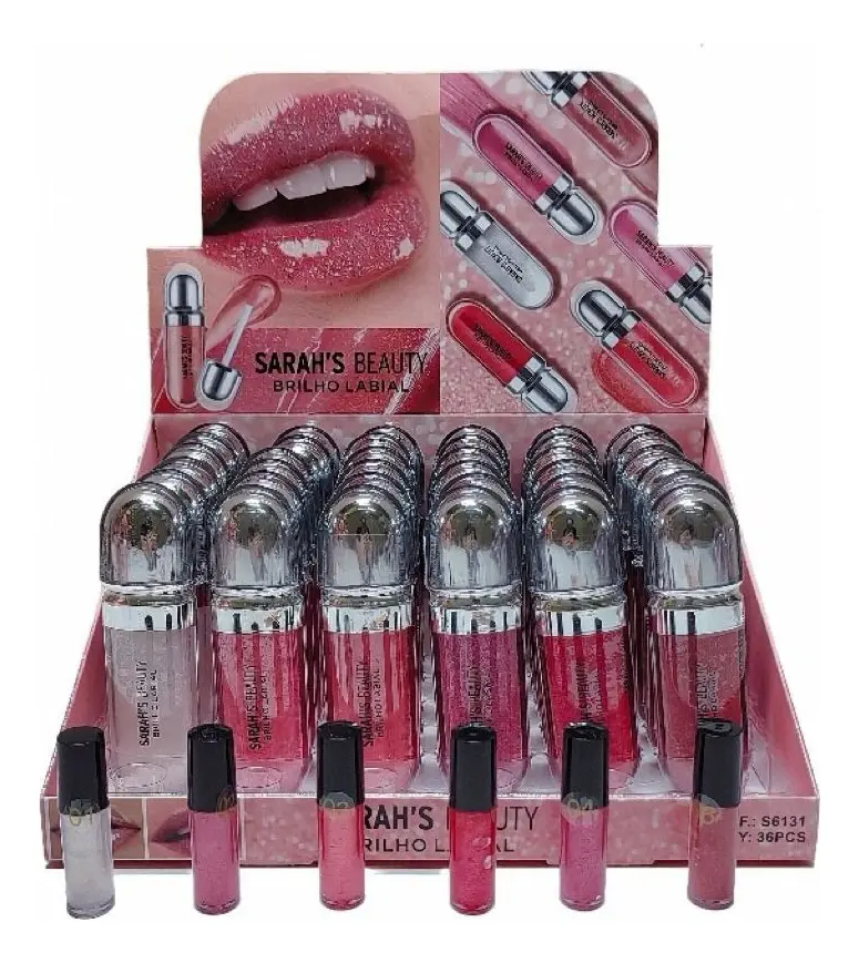 Sarahs Beauty Box Gloss Labial 36 Unidades Acabamento Brilho
