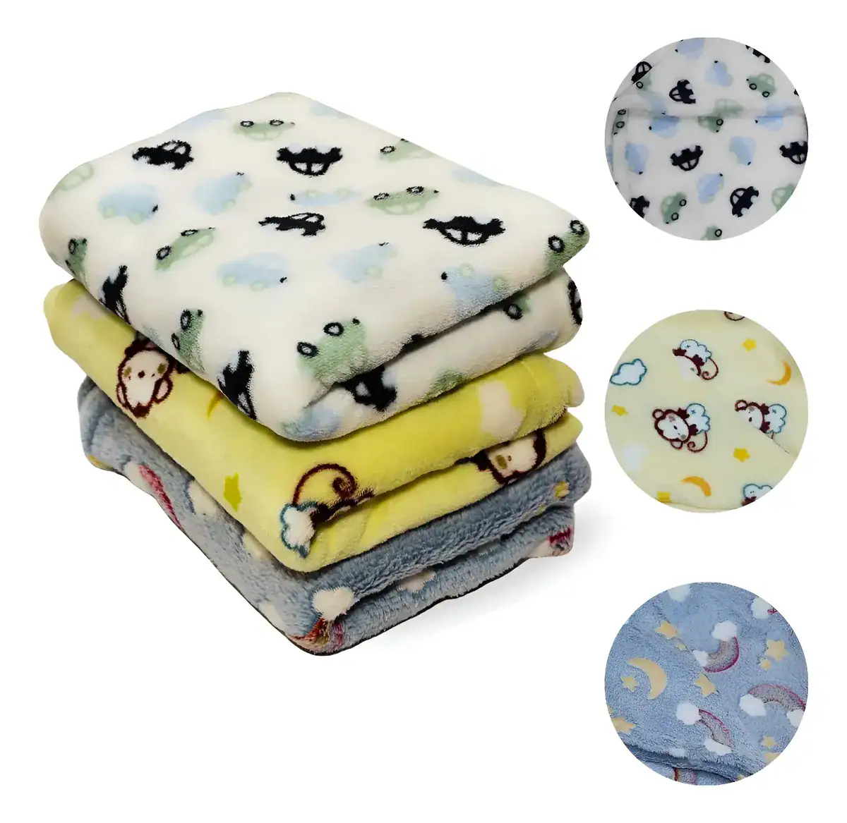Kit 3 Manta Bebê Antialérgica Soft 1,00 X 0,70 Cm Estampadas - Imagem 4