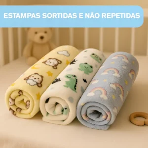Kit 3 Manta Bebê Antialérgica Soft 1,00 X 0,70 Cm Estampadas