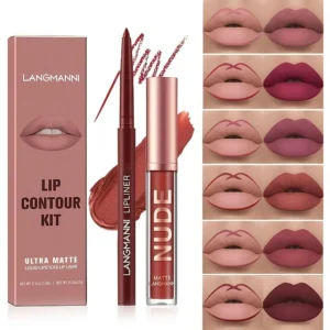 Kit Batom Matte + Lápis Labial Lip À Prova D'água