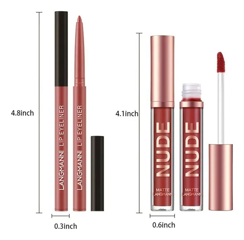 Kit Batom Matte + Lápis Labial Lip À Prova D'água - Imagem 3
