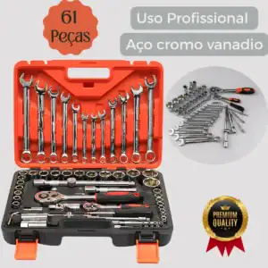 Jogo De Soquetes 61 Peças Maleta Ferramentas Profissional Aço Cromo Vanádio Catraca Completa Automotiva Oficina Mecânica- Smarter Tools