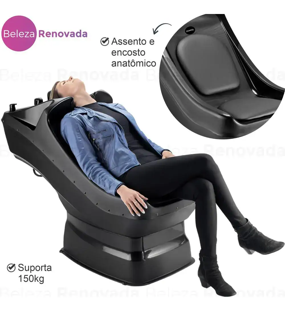 Lavatório de Cabelo Italiano Salão De Beleza E Cabeleireiro com Almofada e Cor Preta Italiano e Cuba Profunda - Imagem 4