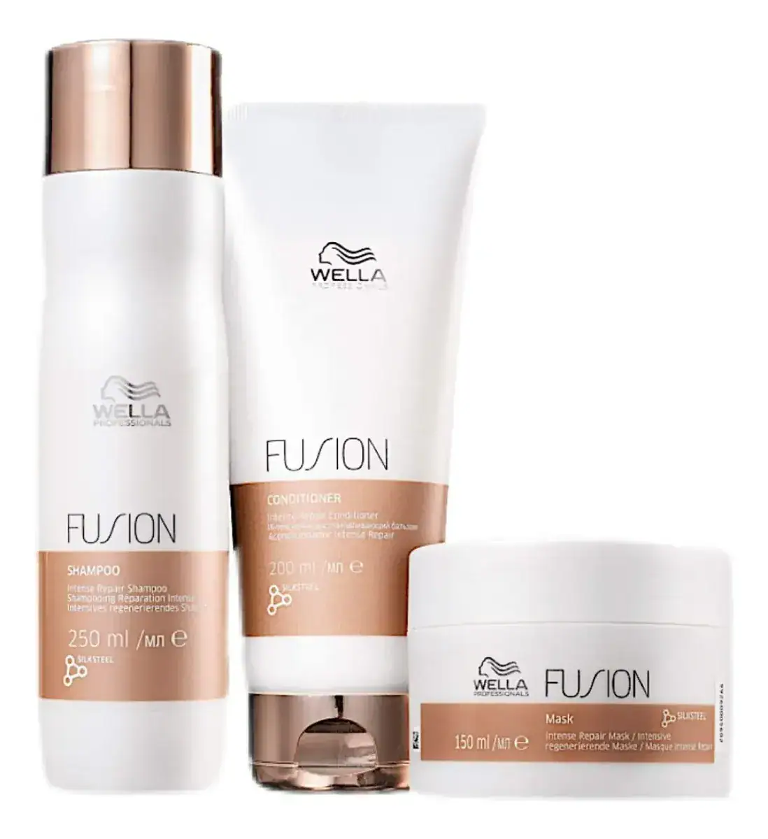 Kit Wella Fusion Shampoo 250ml + Cond 200ml + Másc 150g