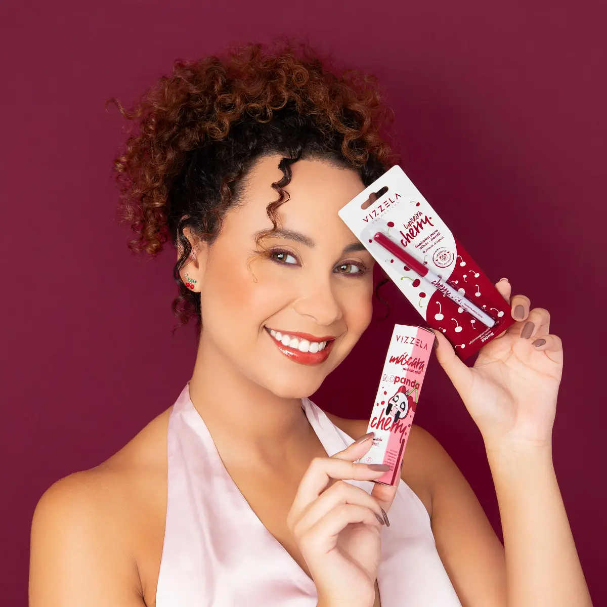 Lápis Delineador Para Olhos Vizzela Bordô Prova Dágua Cherry - Imagem 2