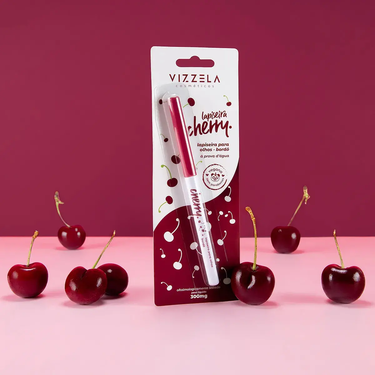 Lápis Delineador Para Olhos Vizzela Bordô Prova Dágua Cherry - Imagem 6