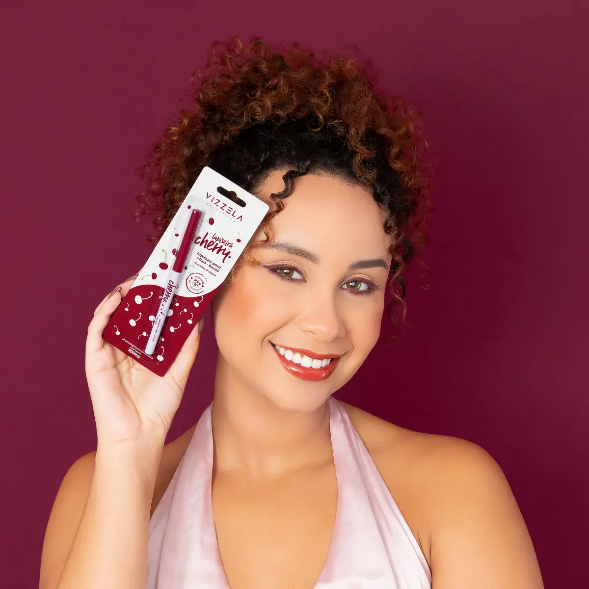 Lápis Delineador Para Olhos Vizzela Bordô Prova Dágua Cherry - Imagem 5