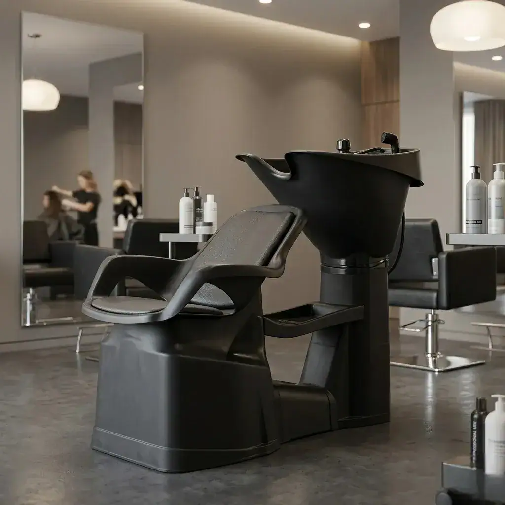 Lavatório de Cabelo para Salão Cuba Reclinável Profissional Dompel Champ Smart Preto + Bandeja - Imagem 2