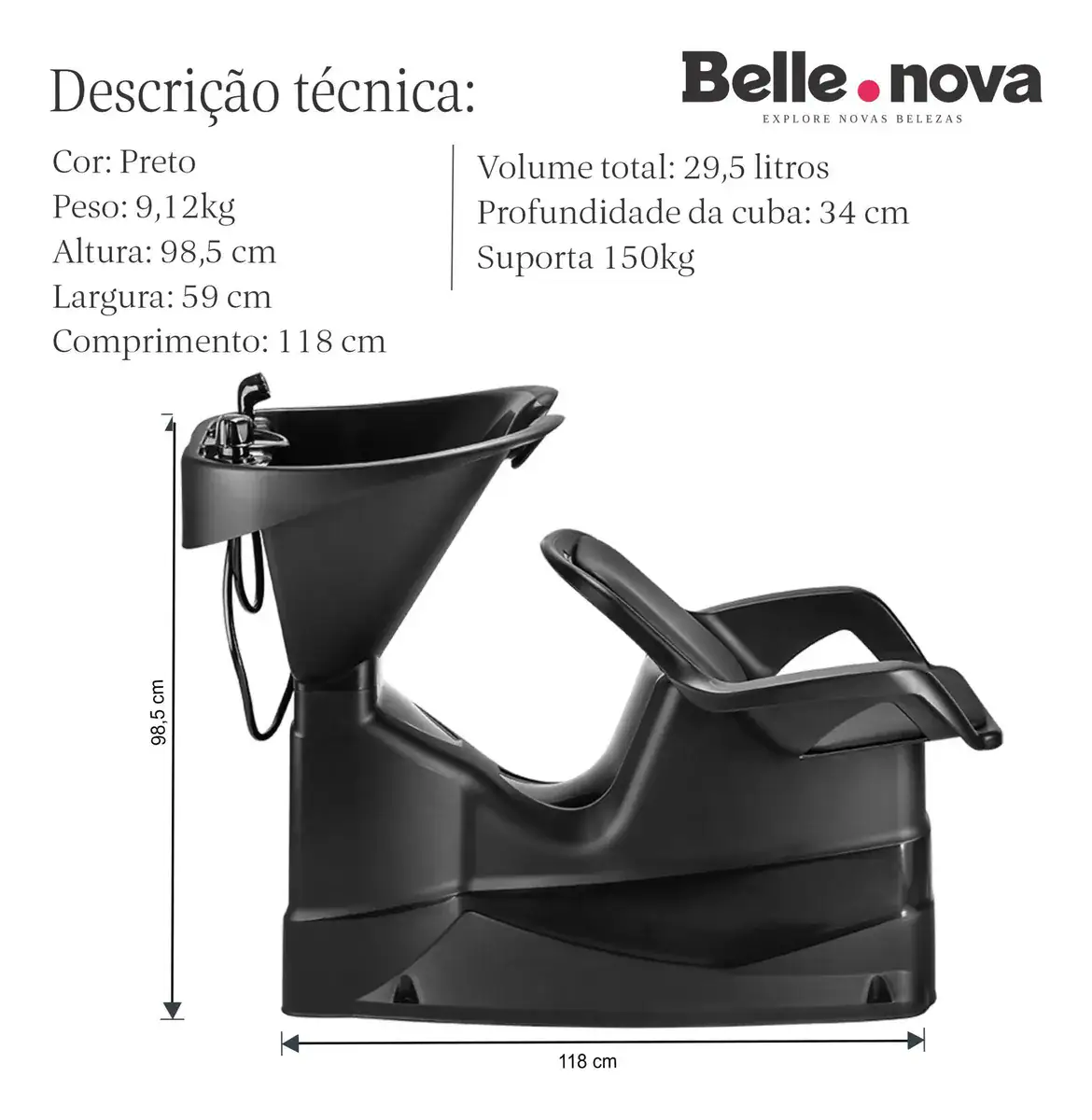 Lavatório Salão De Beleza Profissional Cuba Barbearia Dompel - Imagem 5