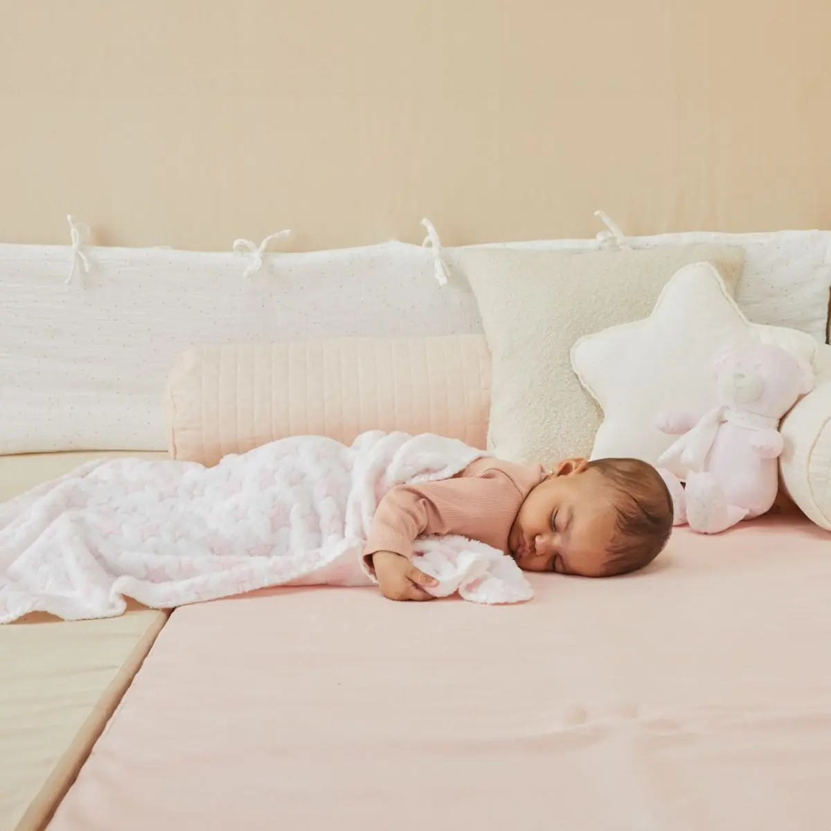 Manta Bebe Com Naninha Ursinho Menino Menina Presente Buba Cor Rosa Soninho - Imagem 2
