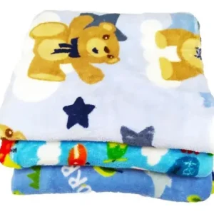 Kit 3 Mantas Cobertor Microfibra Infantil Bebê Estampada Cor Menino
