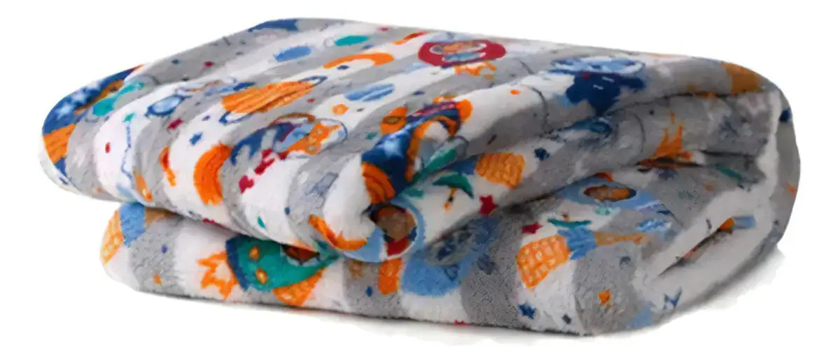 Kit 3 Mantas Cobertor Microfibra Infantil Bebê Estampada Cor Menino - Imagem 3