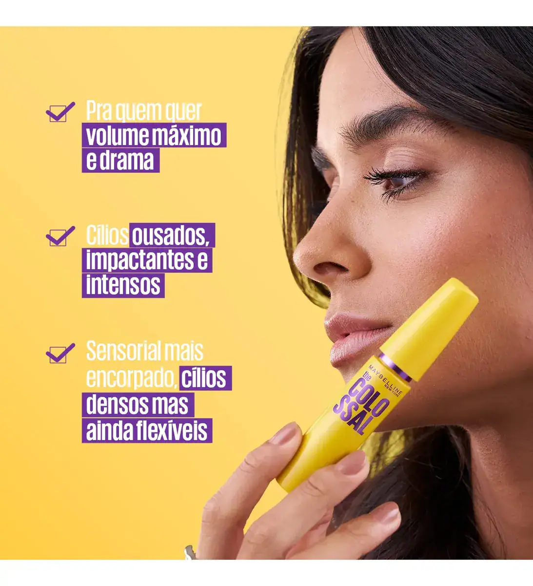 Máscara de Cílios Lavável, Longa Duração, 9x Mais Volume e Definição, Não Empelota, Cor Preto, The Colossal Volum' Express Maybelline NY, 8ml - Imagem 6
