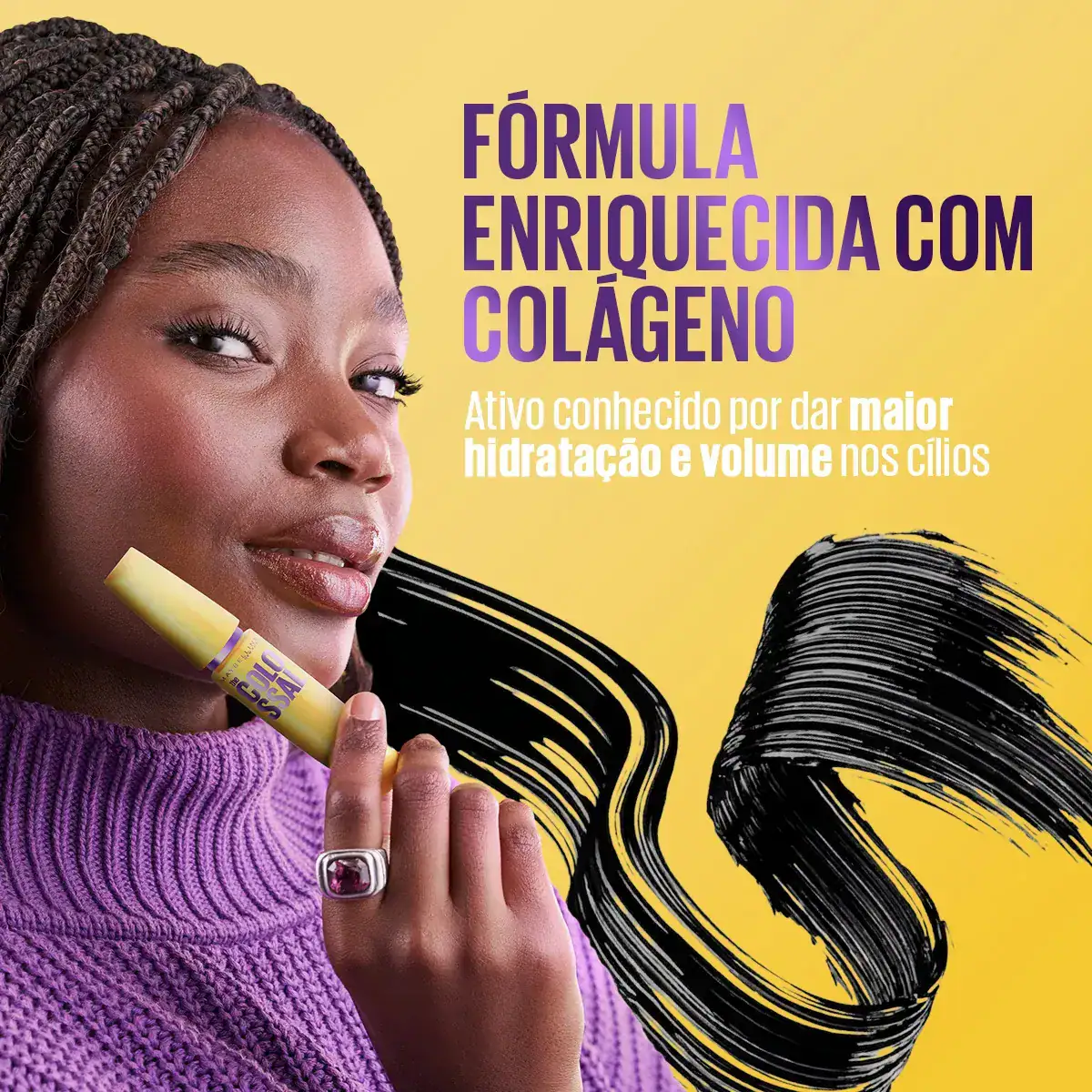 Máscara de Cílios Lavável, Longa Duração, 9x Mais Volume e Definição, Não Empelota, Cor Preto, The Colossal Volum' Express Maybelline NY, 8ml - Imagem 3