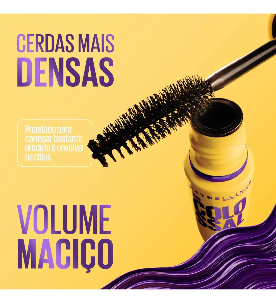 Máscara de Cílios Lavável, Longa Duração, 9x Mais Volume e Definição, Não Empelota, Cor Preto, The Colossal Volum' Express Maybelline NY, 8ml - Imagem 2