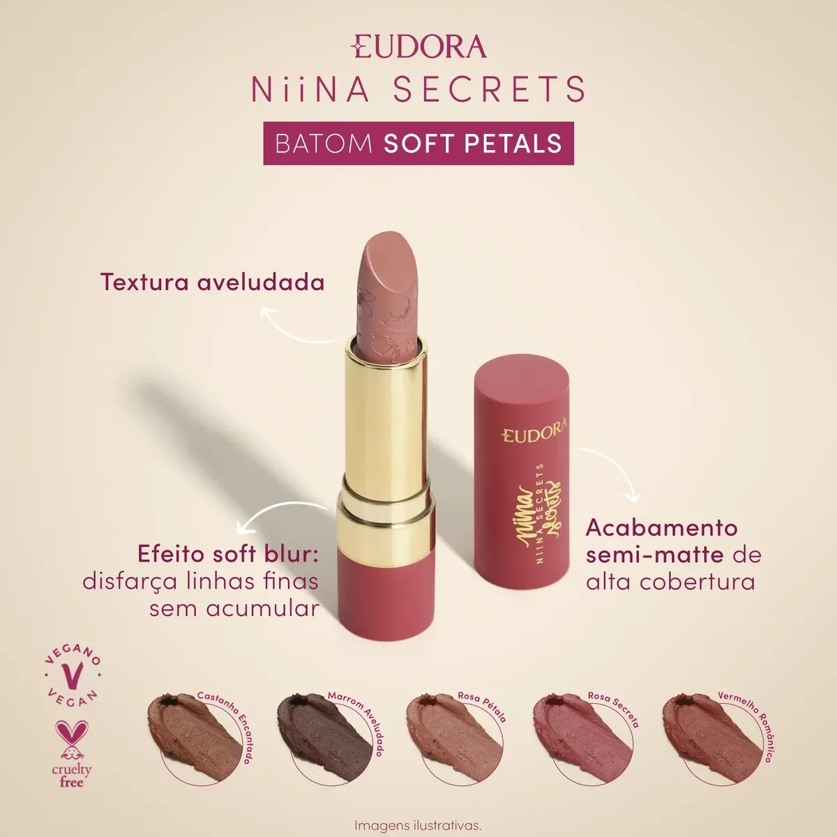 Batom Niina Secrets Soft Petals Eudora Original 3,8g - Imagem 6