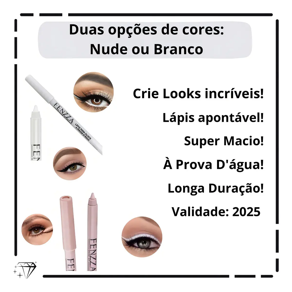 Lápis Delineador De Olhos Prova D'água Longa Duração Fenzza Cor Nude - Imagem 7