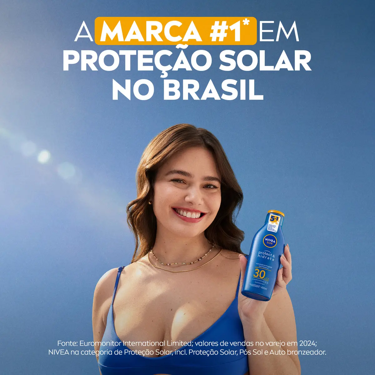 NIVEA Protetor Solar Protect & Hidrata FPS 30 400ml, Alta Proteção UVA/UVB, Hidratação Prolongada, Rápida Absorção, Pantenol, Cuidado Solar Corporal e Facial - Imagem 6