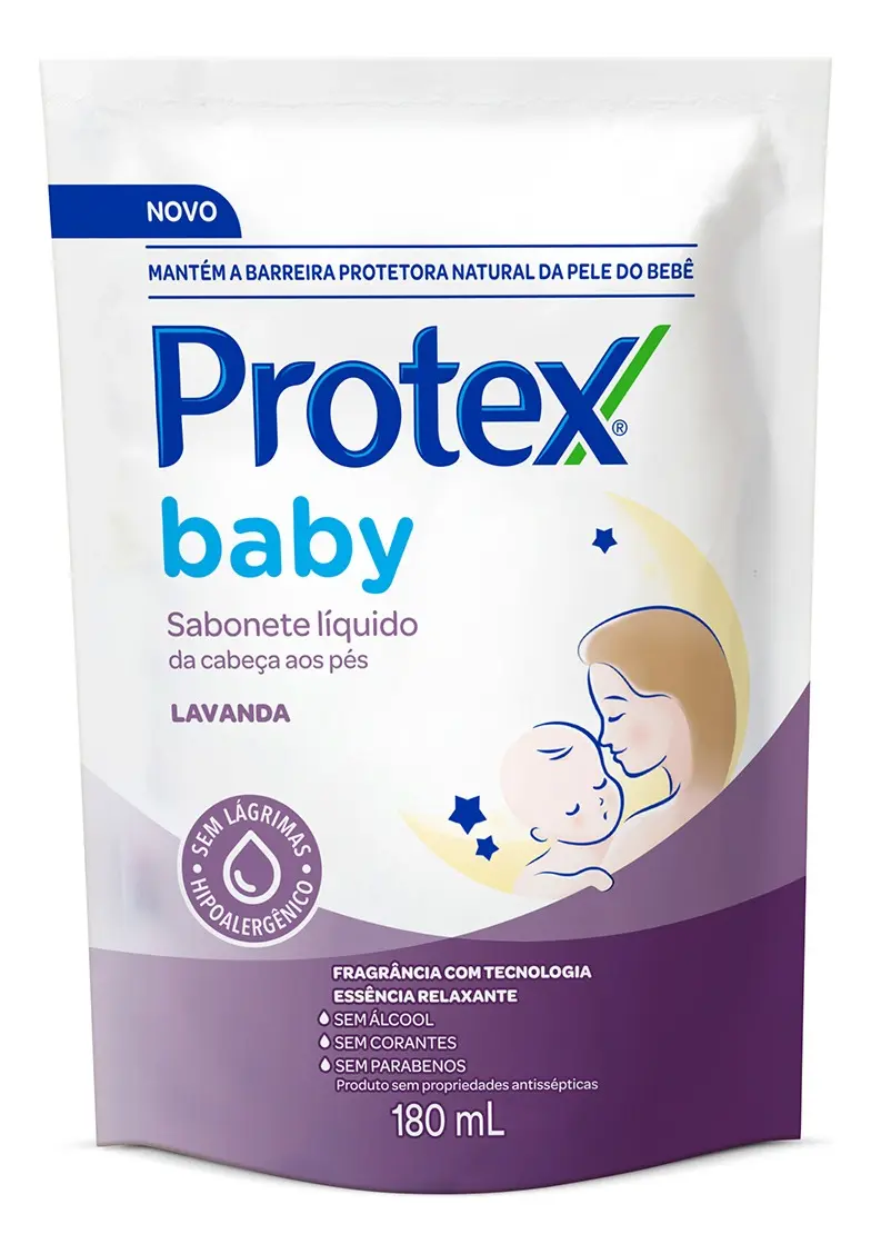 Refil sabonete líquido para bebês Baby Lavanda 180ml Protex