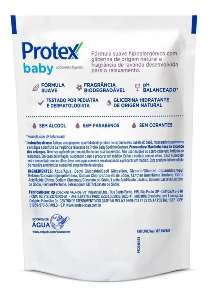 Refil sabonete líquido para bebês Baby Lavanda 180ml Protex - Imagem 3