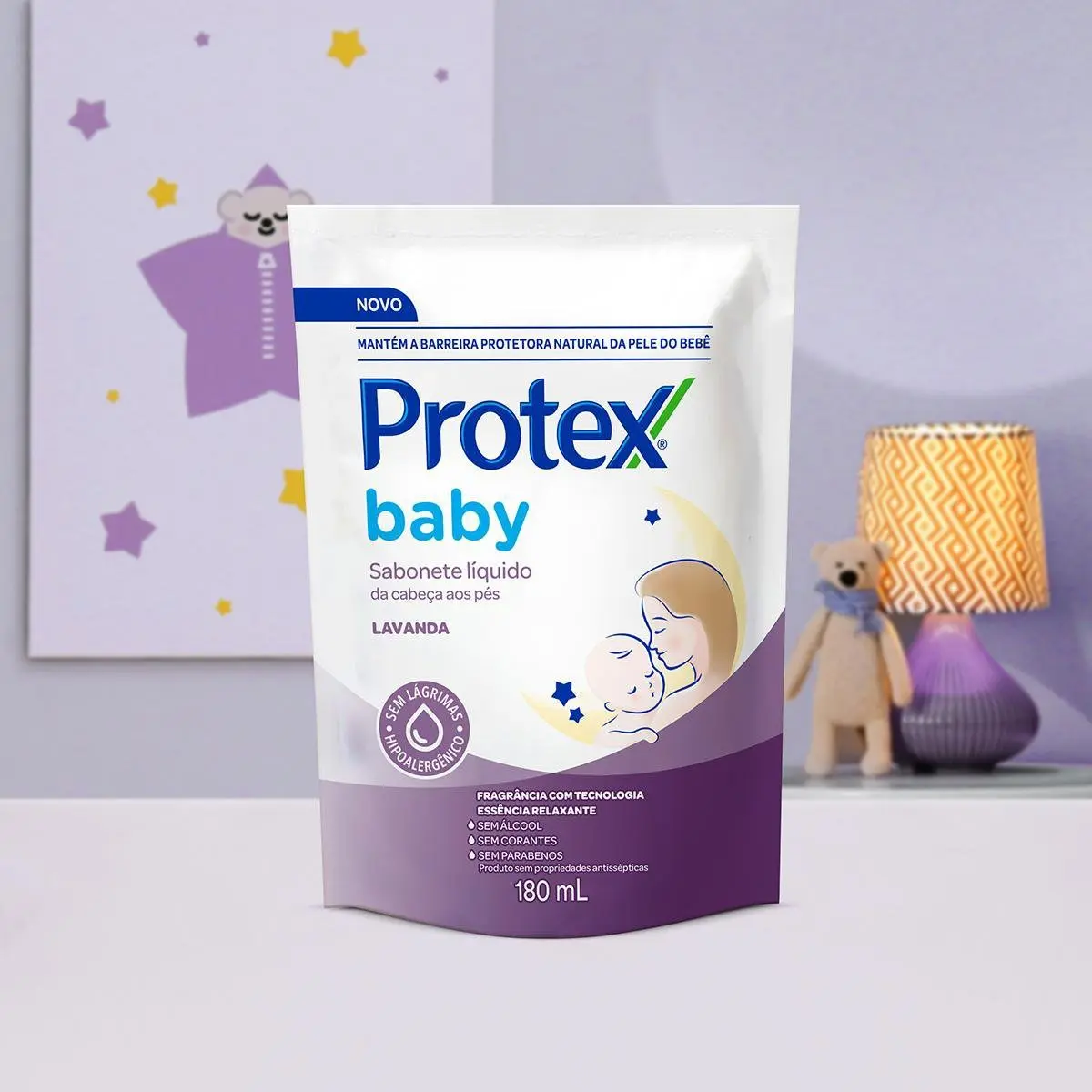 Refil sabonete líquido para bebês Baby Lavanda 180ml Protex - Imagem 2