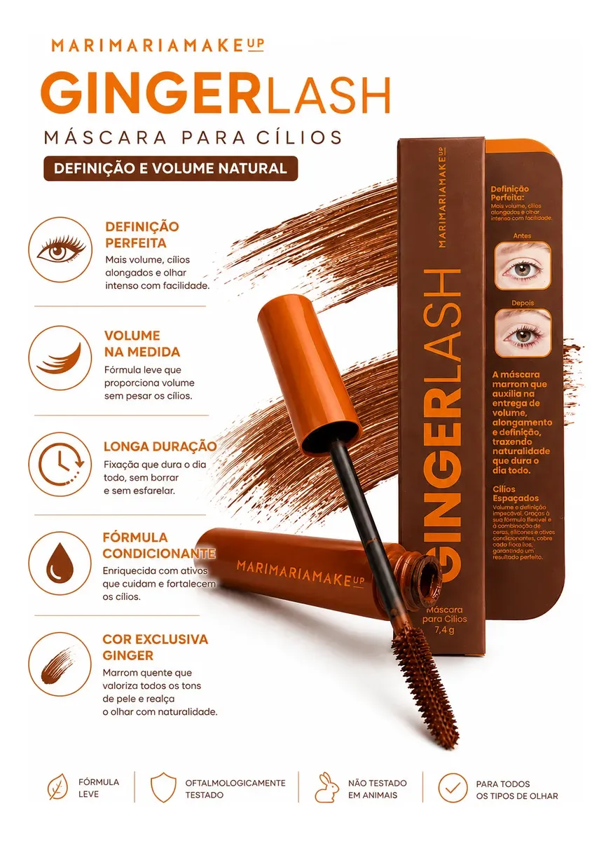 Máscara De Cílios Rímel Marrom Volume Alonga Mari Maria - Imagem 5