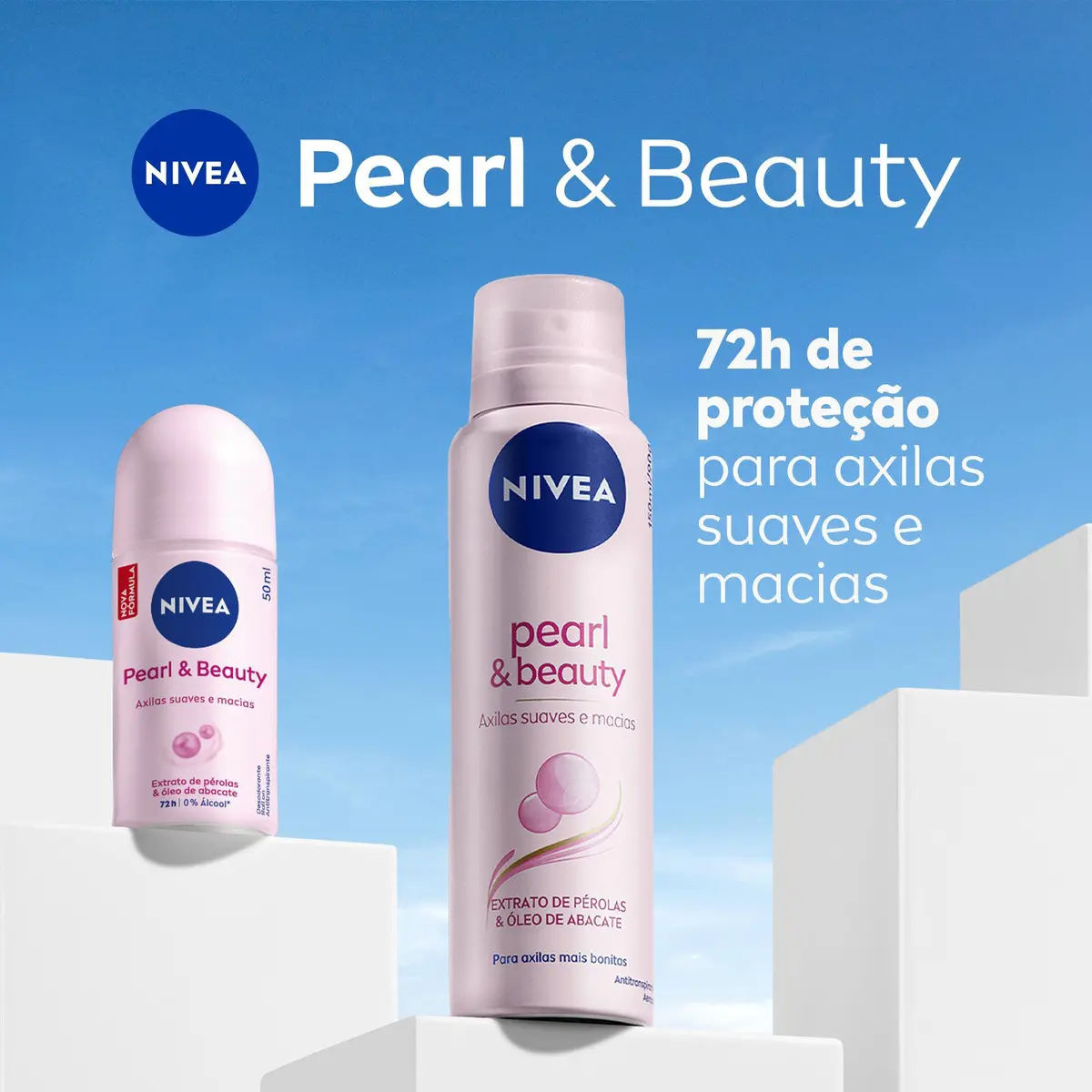 NIVEA Desodorante Antitranspirante Roll-on Pearl & Beauty 50ml, Proteção 72h, Previne Irritações, Contra Suor e Odores, Axilas Suaves