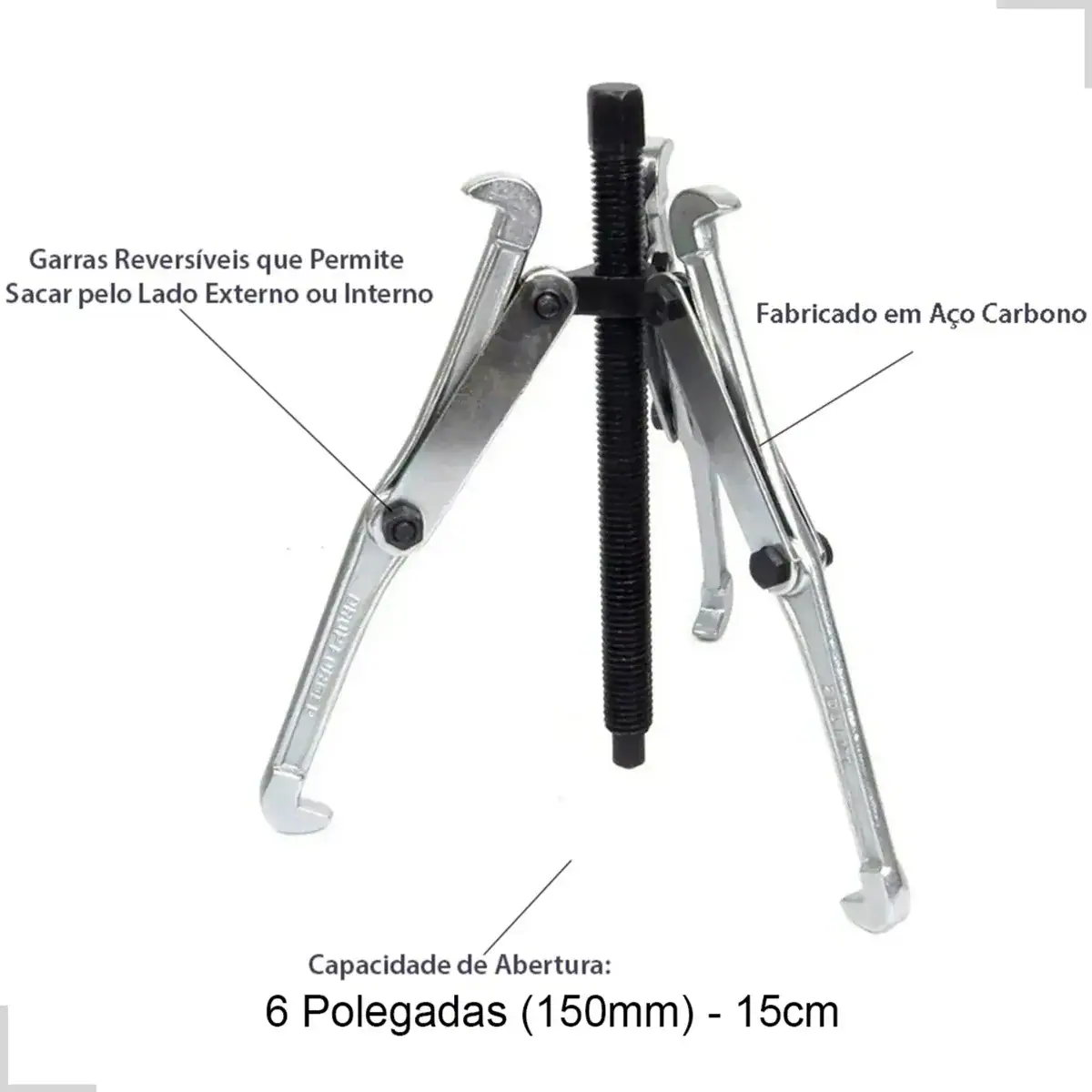 Saca Rolamentos E Polia 6 Polegadas 150mm Com 3 Garras Aço