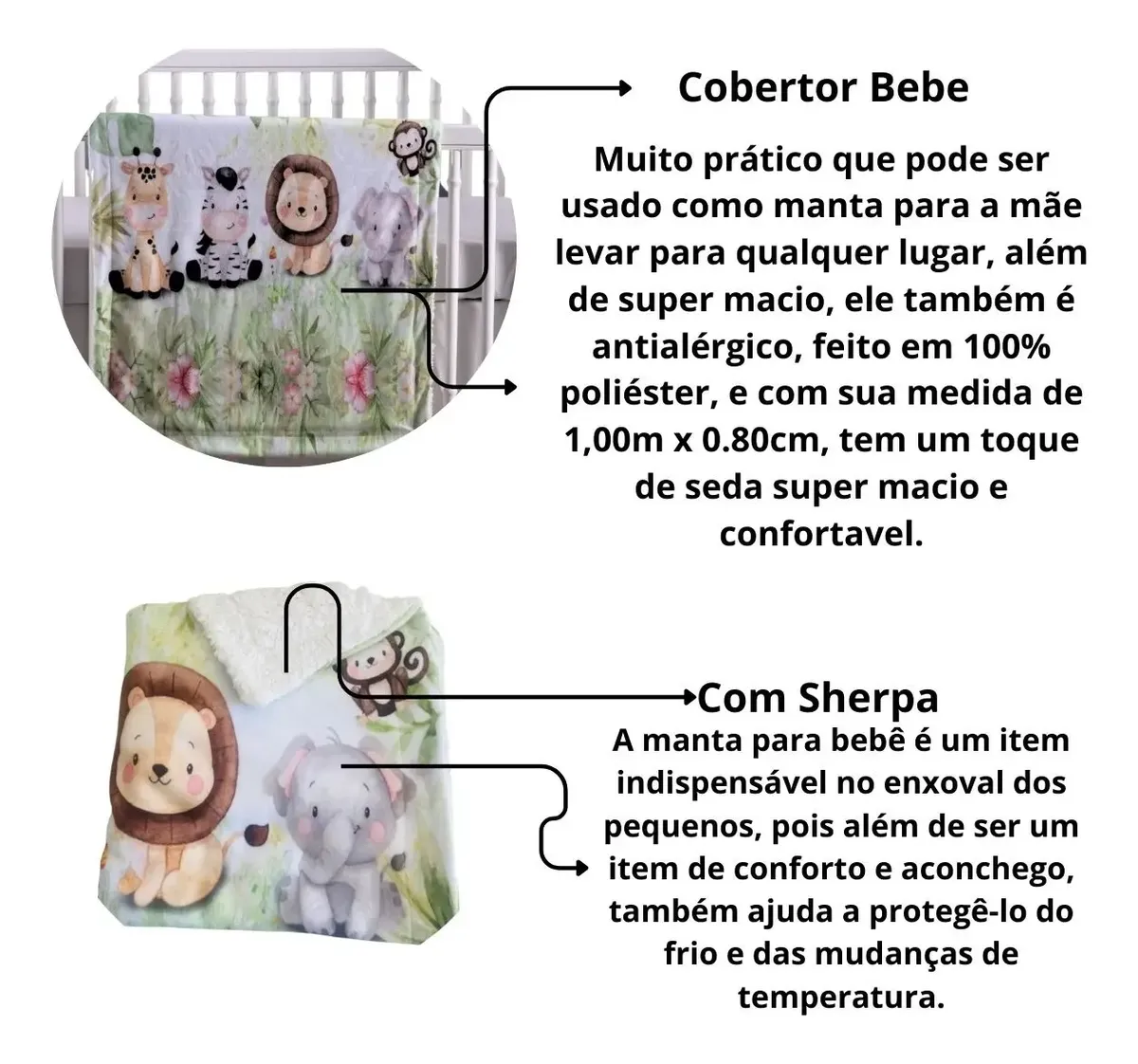 Cobertor Edredom Manta Bebe Menino Menina Grossa Safari Luxo - Imagem 2
