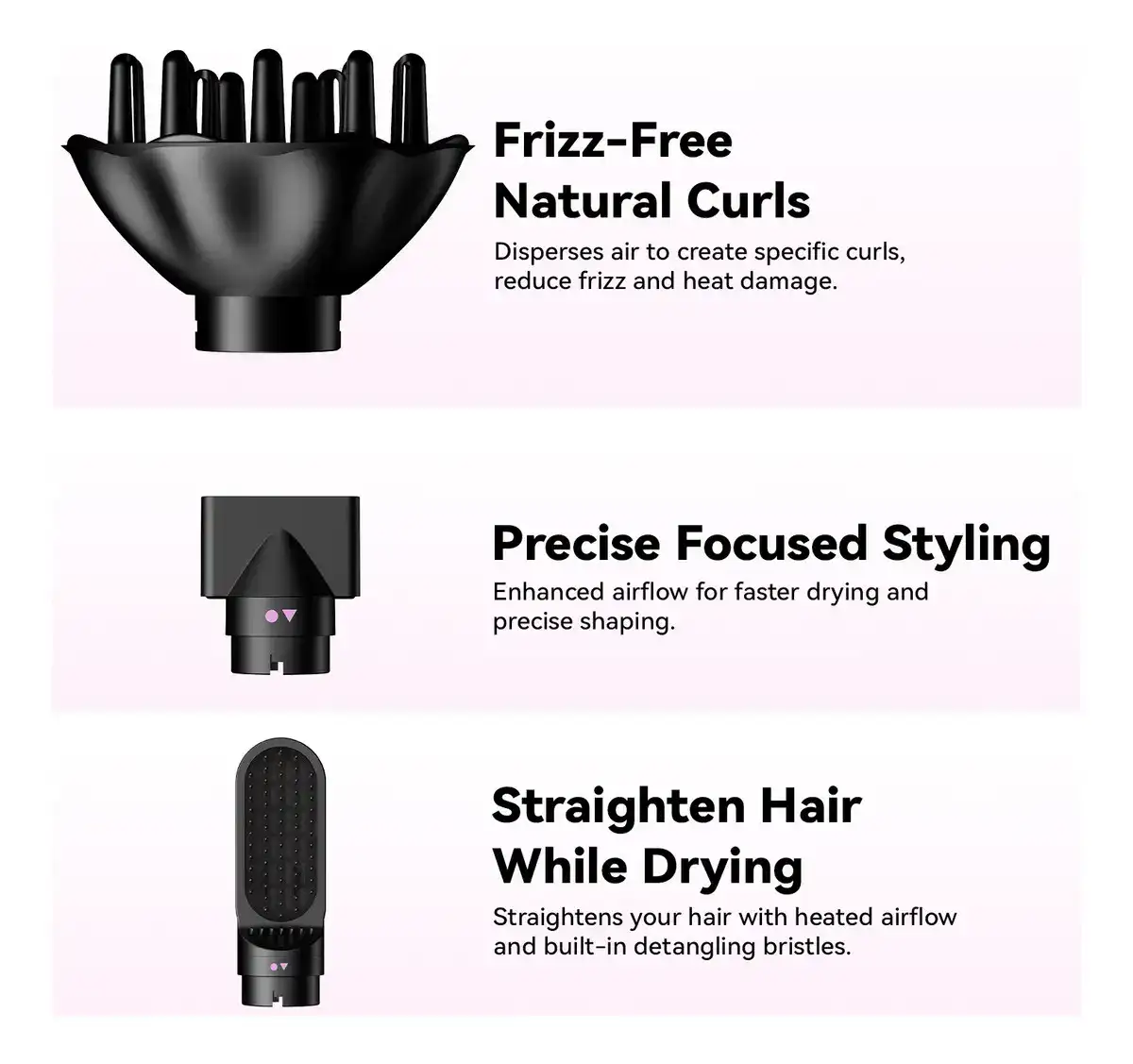 Secador De Cabelo Gokoco Com 7 Em 1 Escova Hot Air Styler Cor Palha - Imagem 2